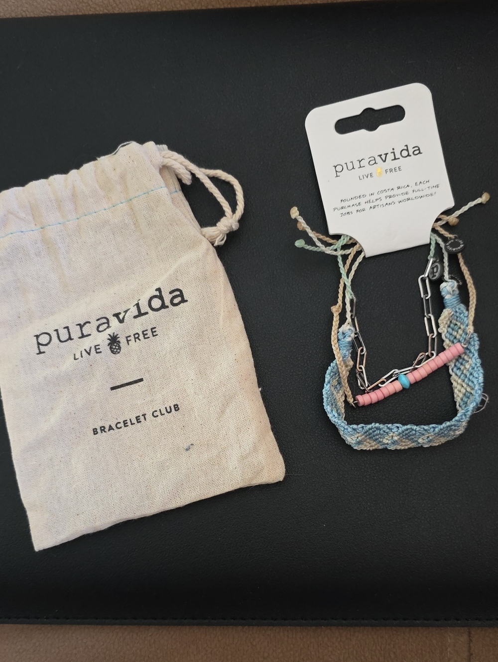 EXCLUSIVE Pura Vida Bracelet Club Pink and Light Blue Stack